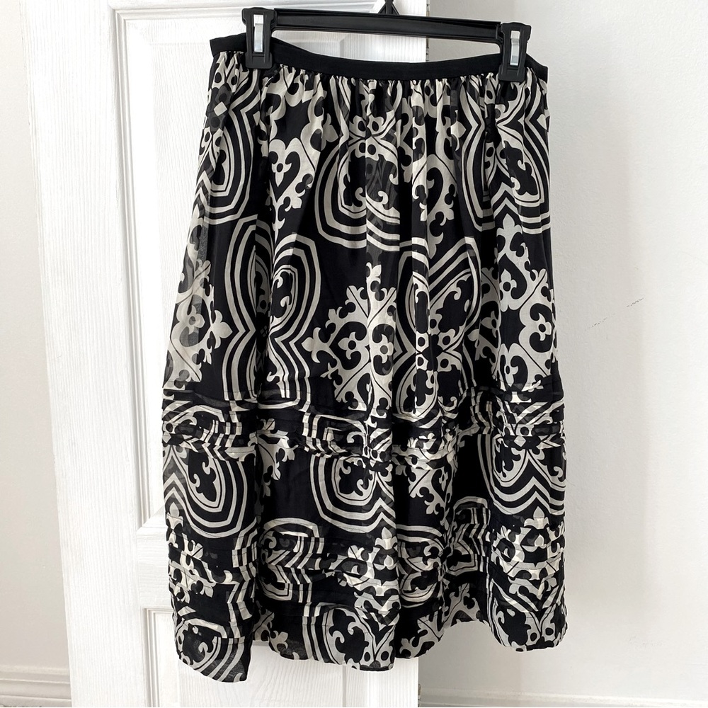 J. Crew Black & Cream Silk Skirt